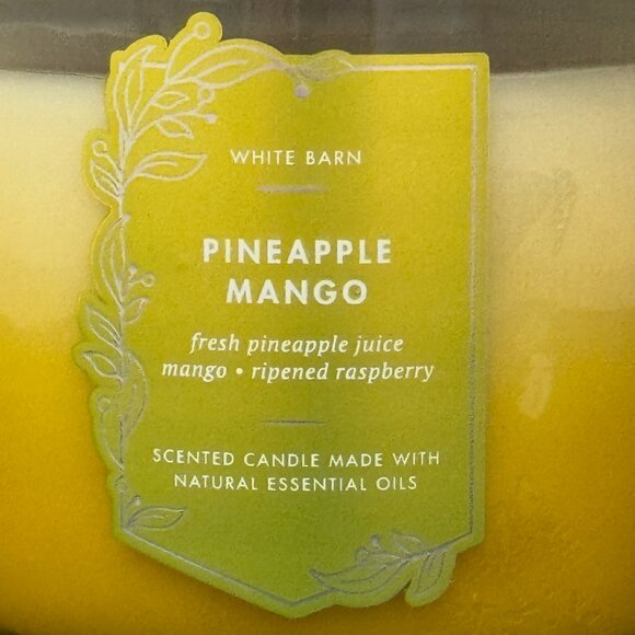 BBW Pineapple Mango White Barn Bath & Body Works 3 Wick Candle - Picture 3 of 10